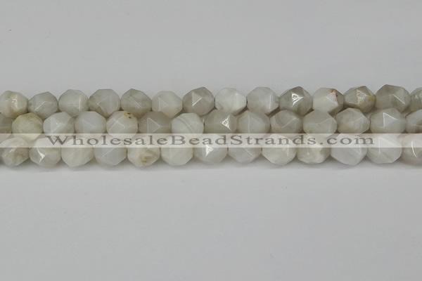 CNG6080 15.5 inches 8mm faceted nuggets grey agate beads