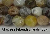 CNG6082 15.5 inches 8mm faceted nuggets silver needle agate beads