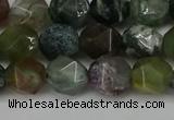 CNG6083 15.5 inches 8mm faceted nuggets moss agate beads