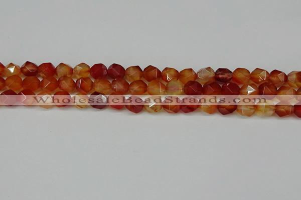 CNG6087 15.5 inches 8mm faceted nuggets red agate beads