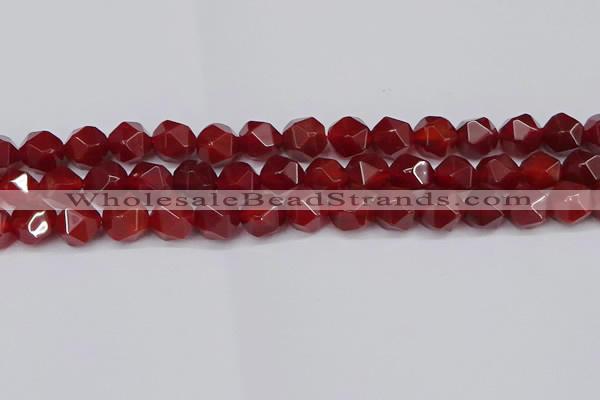 CNG6088 15.5 inches 8mm faceted nuggets red agate beads