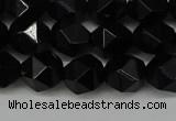 CNG6089 15.5 inches 8mm faceted nuggets black agate beads