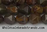 CNG6124 15.5 inches 8mm faceted nuggets coffee jasper beads