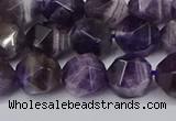 CNG6165 15.5 inches 10mm faceted nuggets dogtooth amethyst beads