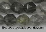 CNG6170 15.5 inches 10mm faceted nuggets cloudy quartz beads