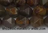 CNG6199 15.5 inches 10mm faceted nuggets coffee jasper beads