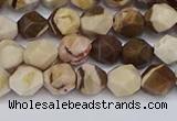 CNG6245 15.5 inches 6mm faceted nuggets zebra jasper beads