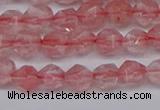 CNG6260 15.5 inches 6mm faceted nuggets cherry quartz beads