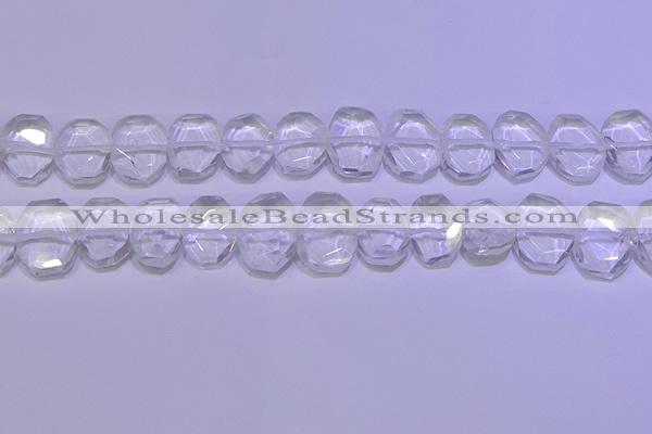 CNG6300 13*18mm - 15*20mm faceted freeform white crystal beads