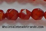 CNG6506 15.5 inches 10mm faceted nuggets red agate beads