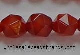 CNG6507 15.5 inches 12mm faceted nuggets red agate beads