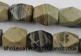 CNG653 15.5 inches 13*18mm faceted nuggets silver leaf jasper beads