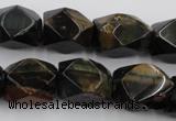 CNG654 15.5 inches 13*18mm faceted nuggets blue tiger eye beads