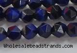 CNG6542 15.5 inches 6mm faceted nuggets blue tiger eye beads