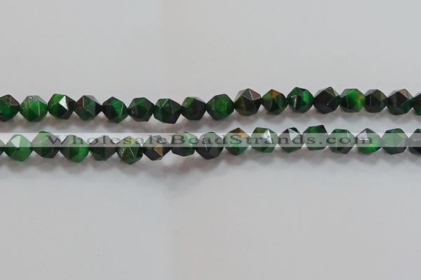 CNG6547 15.5 inches 8mm faceted nuggets green tiger eye beads