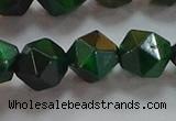 CNG6549 15.5 inches 12mm faceted nuggets green tiger eye beads