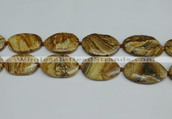 CNG7105 25*35mm - 35*45mm faceted freeform picture jasper beads