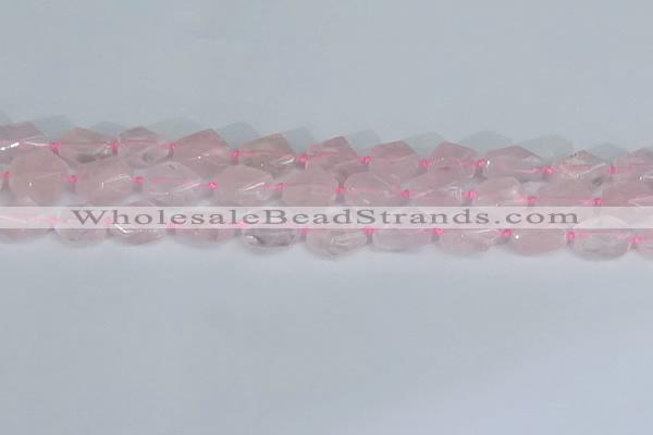 CNG7131 15.5 inches 6*10mm - 10*14mm faceted nuggets rose quartz beads