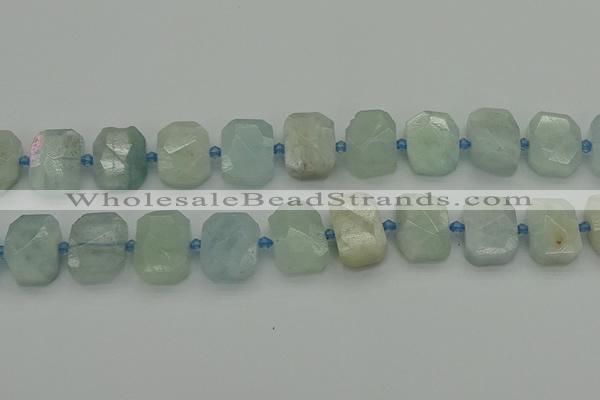 CNG7202 15.5 inches 13*18mm - 15*20mm faceted freeform aquamarine beads