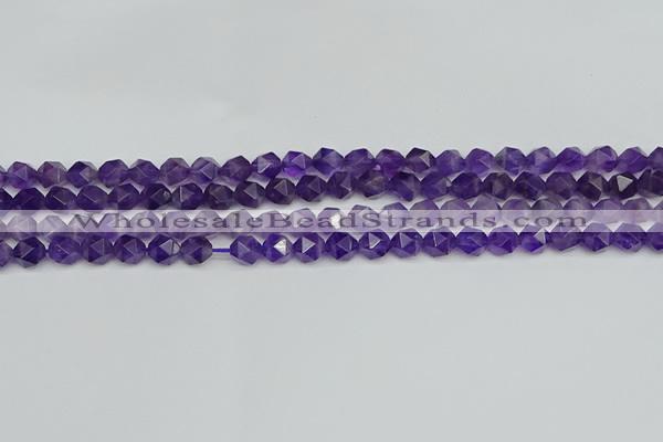 CNG7220 15.5 inches 6mm faceted nuggets amethyst gemstone beads