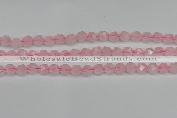 CNG7227 15.5 inches 10mm faceted nuggets rose quartz beads