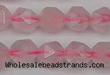 CNG7228 15.5 inches 12mm faceted nuggets rose quartz beads