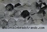 CNG7245 15.5 inches 6mm faceted nuggets black rutilated quartz beads