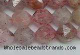 CNG7257 15.5 inches 10mm faceted nuggets strawberry quartz beads