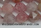 CNG7258 15.5 inches 12mm faceted nuggets strawberry quartz beads