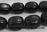 CNG726 15.5 inches 15*20mm nuggets black stone beads wholesale