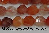 CNG7281 15.5 inches 8mm faceted nuggets red rabbit hair quartz beads