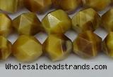 CNG7307 15.5 inches 10mm faceted nuggets golden tiger eye beads