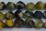 CNG7311 15.5 inches 8mm faceted nuggets golden & blue tiger eye beads