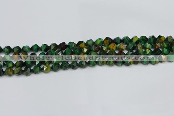 CNG7325 15.5 inches 6mm faceted nuggets green tiger eye beads