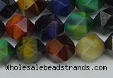 CNG7332 15.5 inches 10mm faceted nuggets mixed tiger eye beads