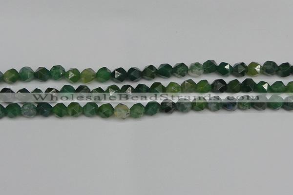 CNG7336 15.5 inches 8mm faceted nuggets moss agate beads