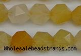 CNG7357 15.5 inches 10mm faceted nuggets yellow jade beads