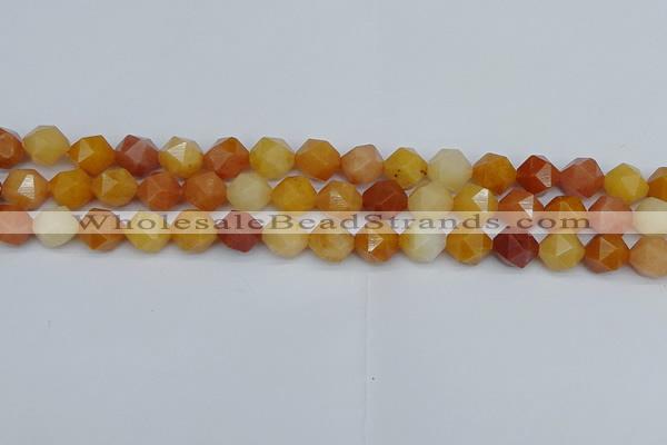 CNG7361 15.5 inches 8mm faceted nuggets yellow jade beads