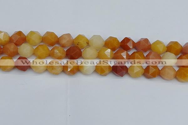 CNG7363 15.5 inches 12mm faceted nuggets yellow jade beads