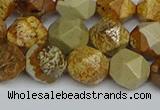 CNG7378 15.5 inches 12mm faceted nuggets picture jasper beads