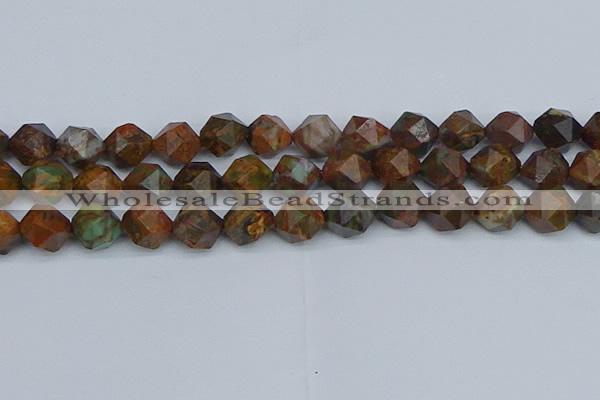 CNG7393 15.5 inches 12mm faceted nuggets green opal beads