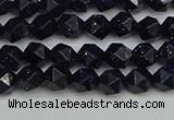 CNG7405 15.5 inches 6mm faceted nuggets blue goldstone beads