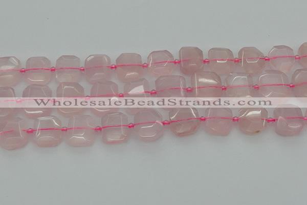 CNG7451 12*16mm - 15*20mm faceted freeform rose quartz beads