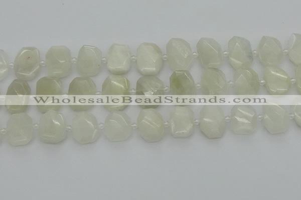 CNG7454 12*16mm - 15*20mm faceted freeform white moonstone beads