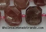 CNG7455 12*16mm - 15*20mm faceted freeform strawberry quartz beads