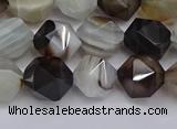 CNG7501 15.5 inches 6mm faceted nuggets line agate beads