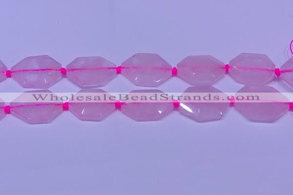 CNG7510 15.5 inches 25*35mm - 30*40mm faceted freeform rose quartz beads