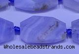 CNG7526 18*25mm - 25*35mm faceted freeform blue lace agate beads