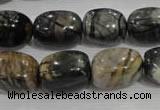 CNG777 15.5 inches 13*18mm nuggets black line jasper beads wholesale