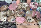 CNG7838 22*30mm - 25*35mm faceted freeform rhodochrosite beads